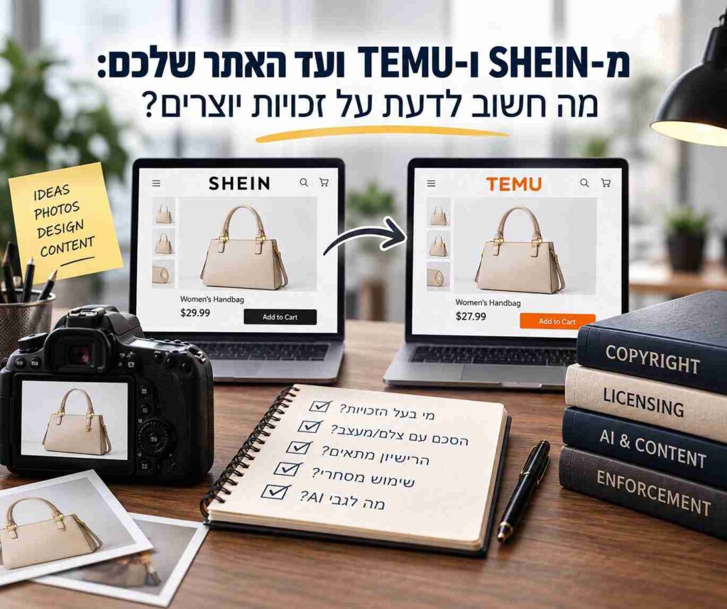 מפרשת SHEIN ו-TEMU ועד האתר שלכם: מה חשוב לדעת על זכויות יוצרים